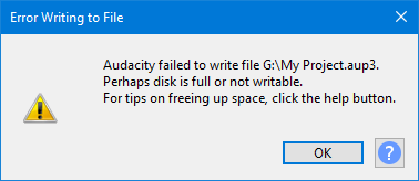 Error Saving Project - disk full.png