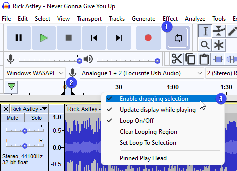 enabling playback looping